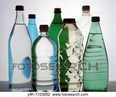Stock Image - An assortment of bottled waters. Fotosearch