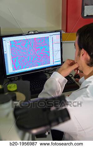Stock Photo - Analysis of embedded samples. Optical microscopy. Characterization, test and analyze of materials and components. Technological Services to Industry. Tecnalia Research & Innovation, Donostia, San Sebastian, Gipuzkoa, Basque Country, Spain.. Fotosearch