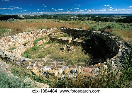 Picture - Anasazi kiva ruins at A? ts? ina pueblo in El Morro National Monument, New Mexico, USA. Fotosearch