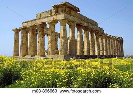 Ancient Greek Temple Selinunte archaeological site Sicily Italy View Large Photo Image Stock Photo - Ancient Greek Temple Selinunte archaeological site Sicily Italy. Fotosearch