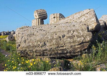 Ancient Greek Temple Selinunte archaeological site Sicily Italy View Large Photo Image Stock Photo - Ancient Greek Temple Selinunte archaeological site Sicily Italy. Fotosearch