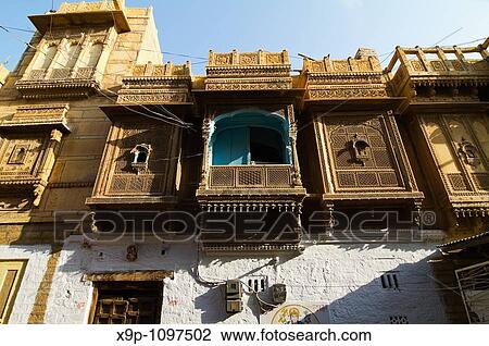 Stock Image - Ancient Houses outside Golden Fort, Jaisalmer, Rajasthan, India. Fotosearch