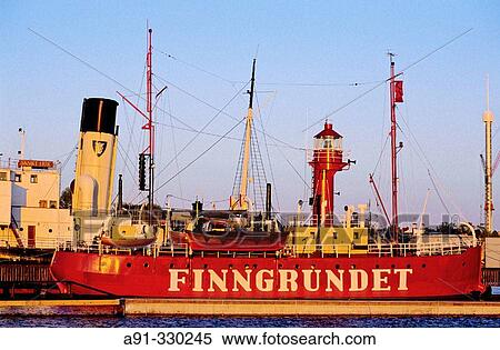 Stock Photography - Ancient lighthouse ship. Djurgarden Island. Stockholm. Sweden. Fotosearch