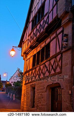 Ancient medieval timbered house in village of Saint Goustan harbour, at dusk, AURAY, Brittany, France, View Large Photo Image Stock Image - Ancient medieval timbered house in village of Saint Goustan harbour, at dusk, AURAY, Brittany, France,. Fotosearch