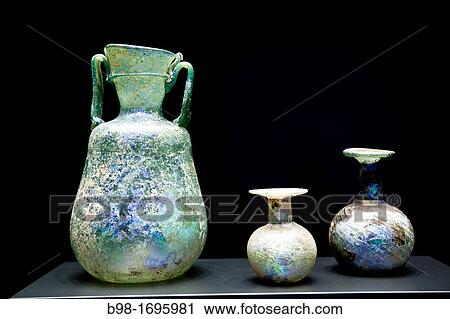 Ancient Roman Glass on display View Large Photo Image Stock Image - Ancient Roman Glass on display. Fotosearch