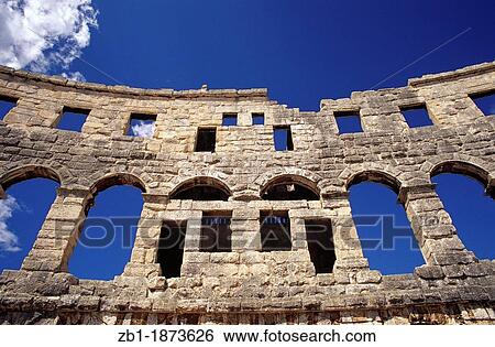 Stock Photograph - Ancient stone colosseum Arena Pula Istria Croatia. Fotosearch