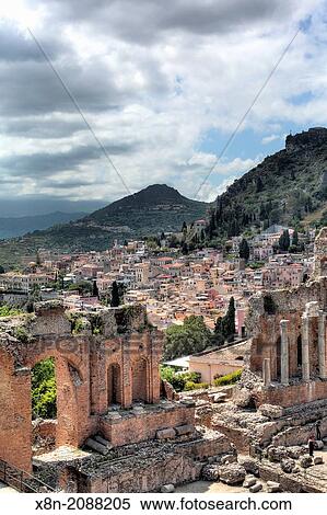 Ancient theatre, Taormina, Sicily, Italy. View Large Photo Image Stock Photography - Ancient theatre, Taormina, Sicily, Italy.. Fotosearch