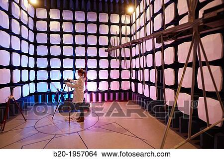 Anechoic chamber. EMC & Telecom Lab. Certification of Low Voltage Electrical & Electronic Products. Technological Services to Industry. Tecnalia Research & innovation, Bizkaia, Basque Country, Spain. View Large Photo Image Picture - Anechoic chamber. EMC & Telecom Lab. Certification of Low Voltage Electrical & Electronic Products. Technological Services to Industry. Tecnalia Research & innovation, Bizkaia, Basque Country, Spain.. Fotosearch