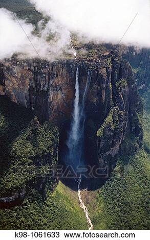 Stock Image - Angel Falls waterfall, Auyantepui (2953 m), Gran Sabana region, state of Bolivar, Venezuela. Fotosearch