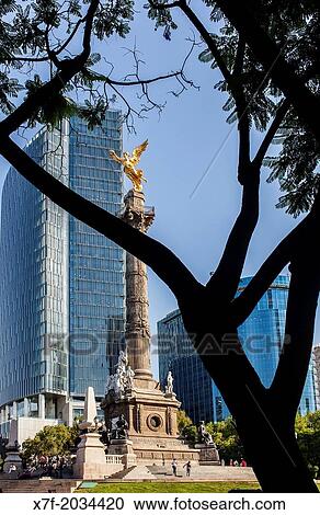 Stock Image - Angel statue, Independence Monument in Avenida de la Reforma, Mexico City, Mexico.. Fotosearch