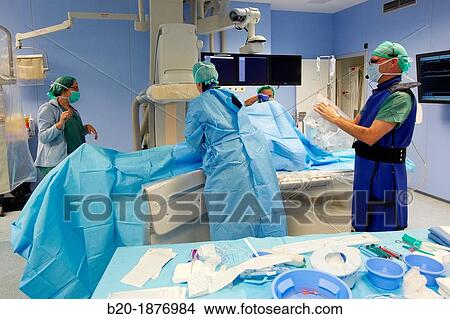 Picture - Angioplasty Distal, Vascular Interventional Radiology, Operating Room, Surgery, Hospital Donostia, San Sebastian, Gipuzkoa, Basque Country, Spain. Fotosearch