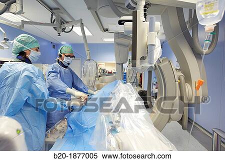 Stock Photography - Angioplasty Distal, Vascular Interventional Radiology, Operating Room, Surgery, Hospital Donostia, San Sebastian, Gipuzkoa, Basque Country, Spain. Fotosearch