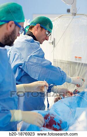 Stock Image - Angioplasty, Stenting in coronary arteries, Hemodynamic, Operating room, Surgery, Hospital Donostia, San Sebastian, Gipuzkoa, Basque Country, Spain. Fotosearch