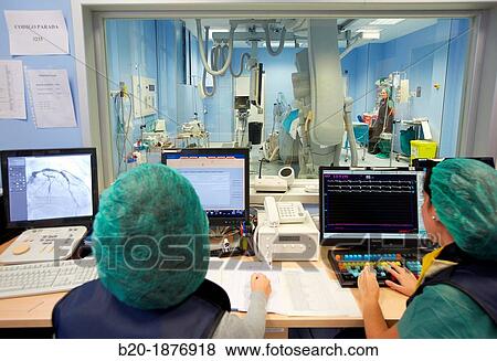 Stock Photo - Angioplasty, Stenting in coronary arteries, Hemodynamic, Operating room, Surgery, Hospital Donostia, San Sebastian, Gipuzkoa, Basque Country, Spain. Fotosearch