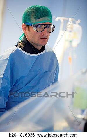 Stock Photograph - Angioplasty, Stenting in coronary arteries, Hemodynamic, Operating room, Surgery, Hospital Donostia, San Sebastian, Gipuzkoa, Basque Country, Spain. Fotosearch