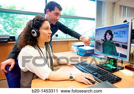 Stock Image - AnHitz prototype integrates language technology, speech technology and natural language processing, Vicomtech-IK4 Visual Interaction and Communication Technologies Centre, applied research centre for Interactive Computer Graphics and Multimedia. Fotosearch