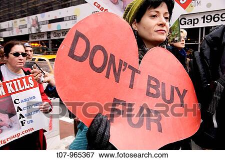 Stock Photo - Animal Activists, Manhattan NYC, November 27, 2009, Protest on Black Friday, the discount shopping day that follows American Thanksgiving Day. Fotosearch