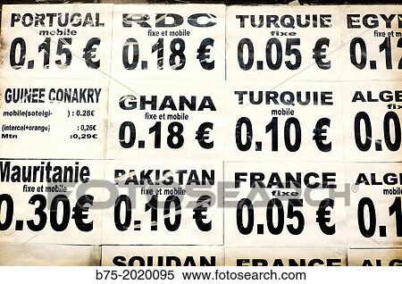 announcement of France telephone tariffs to different countries View Large Photo Image Stock Photography - announcement of France telephone tariffs to different countries. Fotosearch