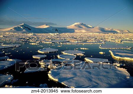 ANTARCTIC PENINSULA AREA, MOUNTAINS AND PACK ICE, EVENING LIGHT. View Large Photo Image Stock Photography - ANTARCTIC PENINSULA AREA, MOUNTAINS AND PACK ICE, EVENING LIGHT.. Fotosearch