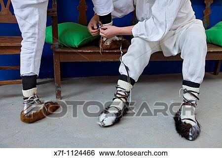 Stock Photograph - Antruejo Carnival Guirrios dressing Llamas de la Ribera Le? n Castilla y Le? n Spain. Fotosearch