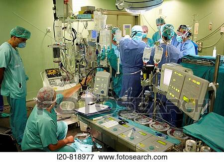 Stock Photo - Aortic valve replacement, cardiac surgery, operation room. Hospital Universitario de Gran Canaria Doctor Negrin, Las Palmas de Gran Canaria. Canary Islands, Spain. Fotosearch