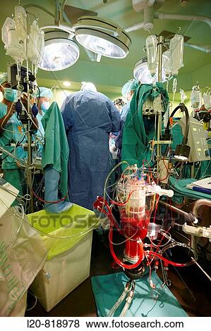 Stock Photo - Aortic valve replacement, cardiac surgery, operation room. Hospital Universitario de Gran Canaria Doctor Negrin, Las Palmas de Gran Canaria. Canary Islands, Spain. Fotosearch