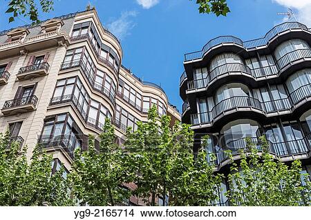 Picture - Apartment building in Barcelona. Spain.. Fotosearch