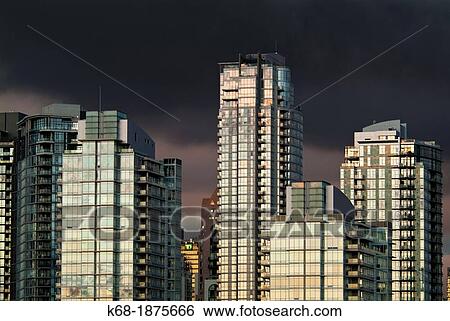 apartment buildings in downtown Vancouver, on the north shore of False Creek, Vancouver, BC, Canada View Large Photo Image Stock Photograph - apartment buildings in downtown Vancouver, on the north shore of False Creek, Vancouver, BC, Canada. Fotosearch
