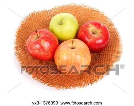 Apples in a basket isolated on white View Large Photo Image Stock Photo - Apples in a basket isolated on white. Fotosearch