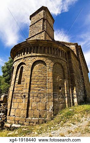 Apse and bell tower of the church Mozarabic - Romanesque Santa Eulalia de Sus? n - Biescas - Serrablo - Alto Gallego - Huesca Province - Aragon - Aragon Pyrenees - Spain - Europe View Large Photo Image Stock Image - Apse and bell tower of the church Mozarabic - Romanesque Santa Eulalia de Sus? n - Biescas - Serrablo - Alto Gallego - Huesca Province - Aragon - Aragon Pyrenees - Spain - Europe. Fotosearch