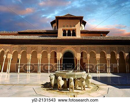 Arabesque Moorish architectureof the Patio de los Leones (Court of the Lions) of the Palacios Nazaries, Alhambra. Granada, Andalusia, Spain. View Large Photo Image Stock Image - Arabesque Moorish architectureof the Patio de los Leones (Court of the Lions) of the Palacios Nazaries, Alhambra. Granada, Andalusia, Spain.. Fotosearch