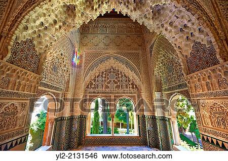 Arabesque Moorish stalactite or morcabe architecture of the Palacios Nazaries, Alhambra. Granada, Andalusia, Spain. View Large Photo Image Stock Photograph - Arabesque Moorish stalactite or morcabe architecture of the Palacios Nazaries, Alhambra. Granada, Andalusia, Spain.. Fotosearch
