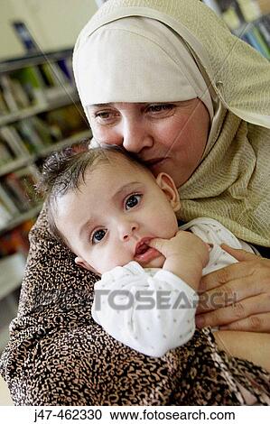 Stock Image - Arabic mother and child bonding. Fotosearch