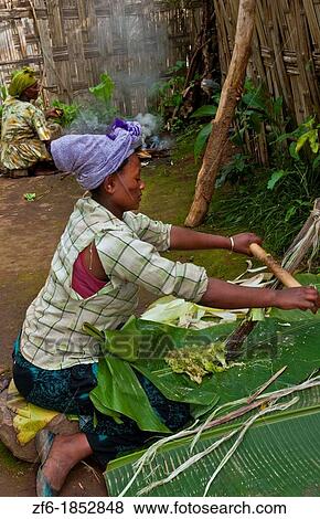Arba Minch Chencha Ethiopia Africa Dorze tribe village woman scraping making bread with traditional methods 12 View Large Photo Image Stock Photo - Arba Minch Chencha Ethiopia Africa Dorze tribe village woman scraping making bread with traditional methods 12. Fotosearch