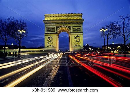 Stock Photo - Arc de Triomphe, place de l? Etoile ou Charles de Gaulle, Avenue des Champs Elysee, Paris, Ile de France, France. Fotosearch