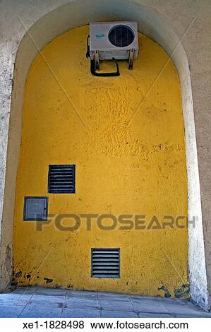 Stock Photo - arcade, air conditioning, Sant Quinti de Mediona, Catalonia, Spain. Fotosearch