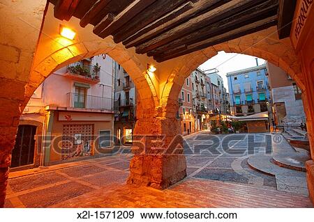 Arcades at Merceria street. Tarragona old town, Catalonia, Spain. View Large Photo Image Stock Photo - Arcades at Merceria street. Tarragona old town, Catalonia, Spain.. Fotosearch