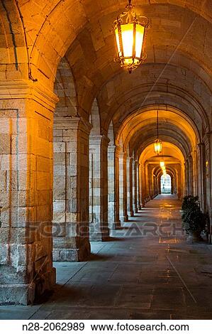 Arcades of Pazo de Raxoi (now the Town Hall) on Plaza del Obradoiro, Santiago de Compostela, A Corua, Galicia, Spain View Large Photo Image Stock Photo - Arcades of Pazo de Raxoi (now the Town Hall) on Plaza del Obradoiro, Santiago de Compostela, A Corua, Galicia, Spain. Fotosearch