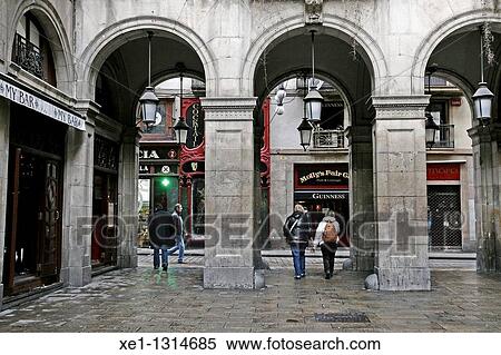 Arcades, Pla? a Reial (architect: Francesc Daniel Molina, 19th Century), Barcelona, Catalonia, Spain. View Large Photo Image Stock Photography - Arcades, Pla? a Reial (architect: Francesc Daniel Molina, 19th Century), Barcelona, Catalonia, Spain.. Fotosearch