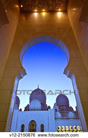Arch and domes, Sheik Zayed Grand Mosque, Abu Dhabi, UAE. View Large Photo Image Stock Photograph - Arch and domes, Sheik Zayed Grand Mosque, Abu Dhabi, UAE.. Fotosearch