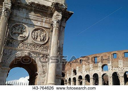 Arch of Constantine and Colosseum, Rome, Italy View Large Photo Image Stock Photograph - Arch of Constantine and Colosseum, Rome, Italy. Fotosearch