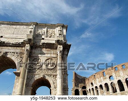 arch of constantine and the colosseum in rome italy. View Large Photo Image Stock Image - arch of constantine and the colosseum in rome italy.. Fotosearch