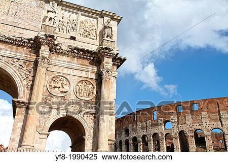 Arch of Constantine in Rome next Coliseum. View Large Photo Image Stock Photography - Arch of Constantine in Rome next Coliseum.. Fotosearch