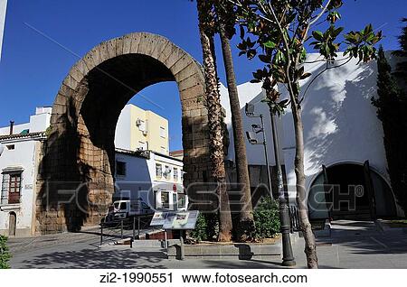 Stock Image - Arch of Trajan. Mrida, Badajoz, Spain. Fotosearch