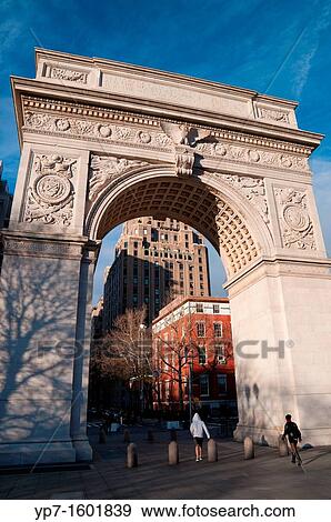Arch over dramatic skies in Washington Square Park from 5th avenue, Manhattan, New York City View Large Photo Image Stock Photo - Arch over dramatic skies in Washington Square Park from 5th avenue, Manhattan, New York City. Fotosearch