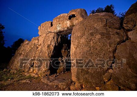 Stock Image - Archaeological site of Ses Pa? sses, wall inlet 1000-800 BC Arta Mallorca Balearic Islands Spain. Fotosearch