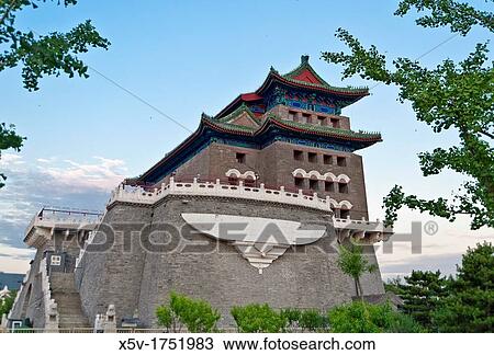 Stock Image - Archery tower, Qianmen Gate,, Tiananmen Square, Beijing, China. Fotosearch