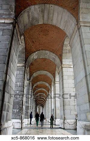 Stock Photograph - Arches and Barrel Vault at Royal Palace of Madrid. Fotosearch