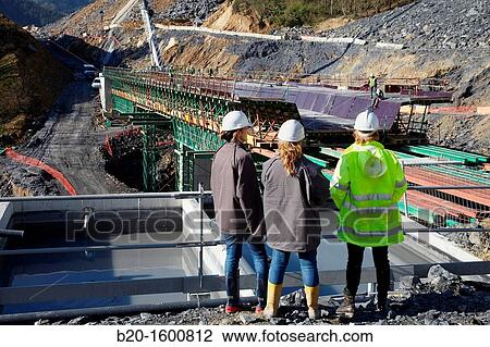 Architects, Construction of viaduct, Works of the new railway platform in the Basque Country, High-speed train? Basque Y? View Large Photo Image Stock Image - Architects, Construction of viaduct, Works of the new railway platform in the Basque Country, High-speed train? Basque Y?. Fotosearch