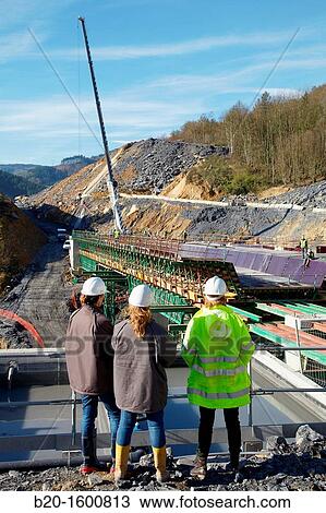 Architects, Construction of viaduct, Works of the new railway platform in the Basque Country, High-speed train? Basque Y? View Large Photo Image Stock Image - Architects, Construction of viaduct, Works of the new railway platform in the Basque Country, High-speed train? Basque Y?. Fotosearch